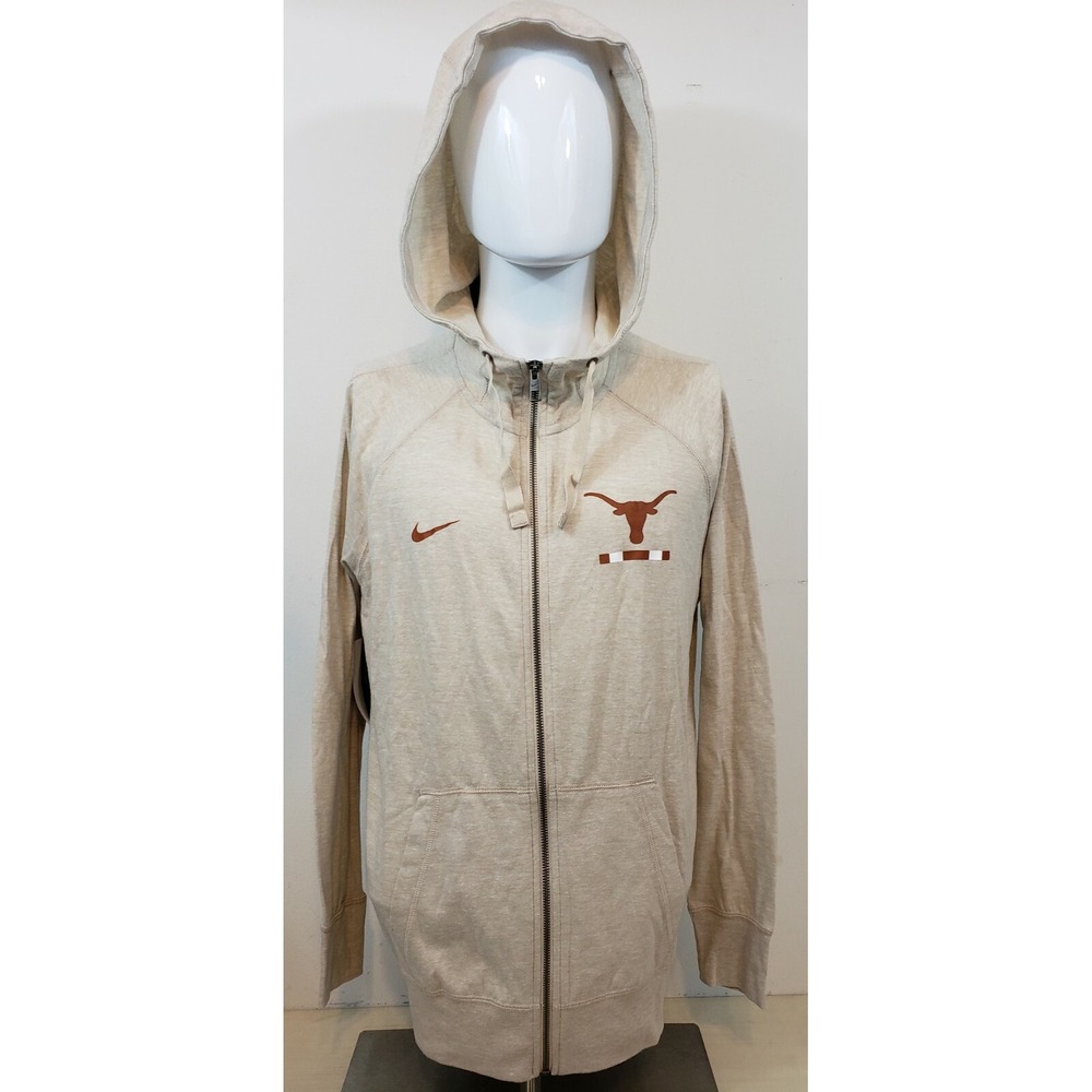 Texas Longhorns Full Zip Hoodie‎ Women Size XL Oatmeal Heather Nike Red Tag